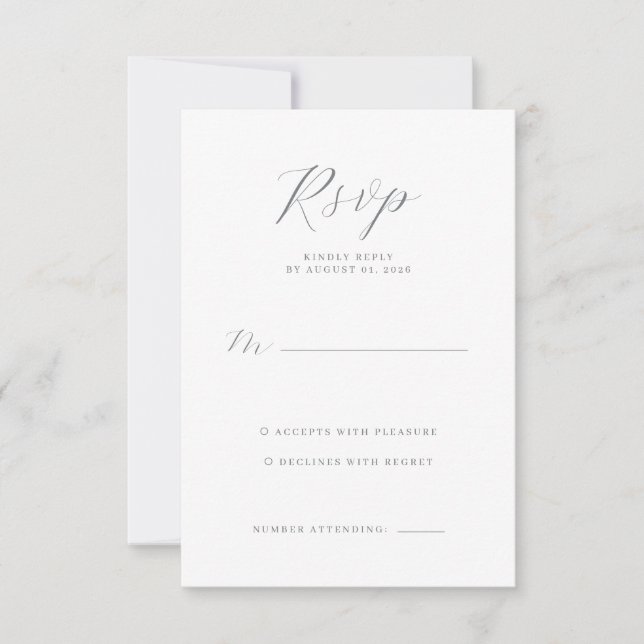 Elegant Gray Handwriting RSVP Card (Front)