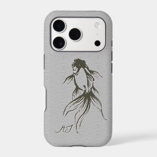 Elegant Gray Japanese Ink Goldfish Custom Name