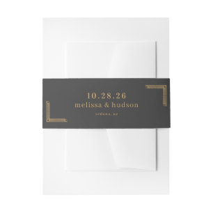 Elegant Gray Metallic Brackets Invitation Belly Band