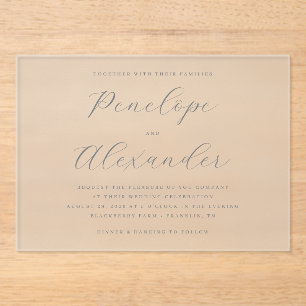 Elegant Gray Minimalist Calligraphy Acrylic Invitations
