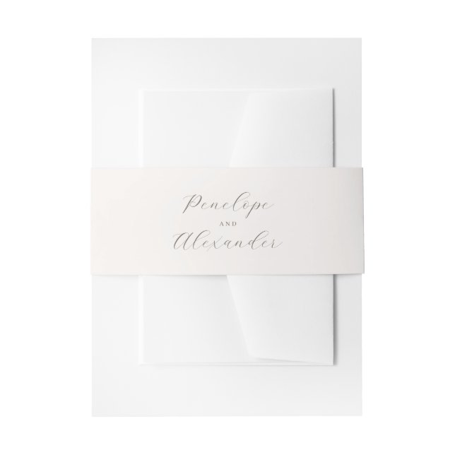 Elegant Gray Minimalist Calligraphy Invitation Belly Band (Front Example)