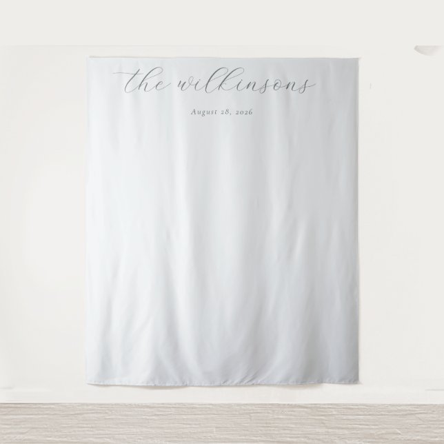 Elegant Gray Minimalist Calligraphy Tapestry (Front)