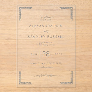 Elegant Gray Minimalist Wedding Acrylic Invitations