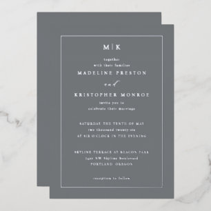 Elegant Gray Minimalist Wedding Invitation