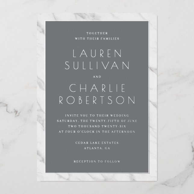 Elegant Gray Minimalist Wedding Invitation (Front)
