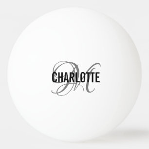 Elegant gray script monogram name   ping pong ball