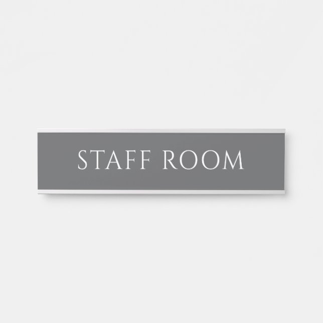 Elegant Gray Staff Room Name Plate (Front)