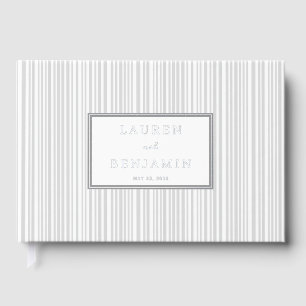 Elegant Gray Striped Invitations Guest Book