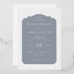 Elegant Gray Stripes Wedding Invitation