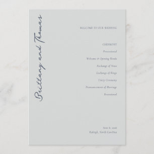 Elegant Gray Wedding Ceremony Program Programme