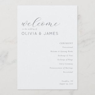 Elegant Gray Wedding Ceremony Programme