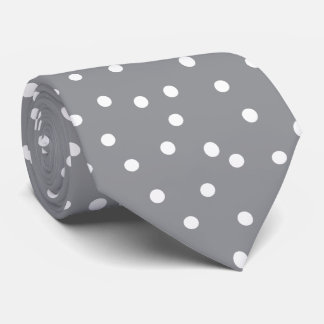 Elegant Gray White Polka Dots Pattern Groom Gift   Tie