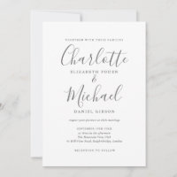 Elegant Gray White Signature Wedding Invitation