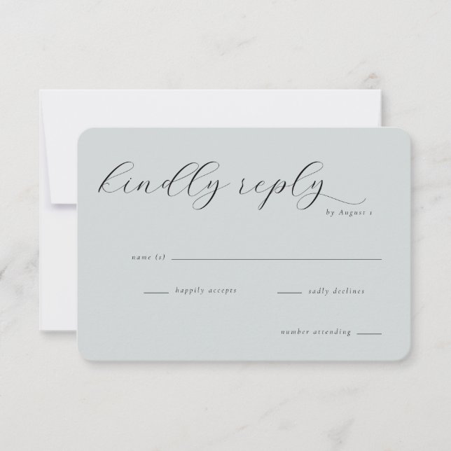Elegant Grayish-Blue RSVP Card (Front)