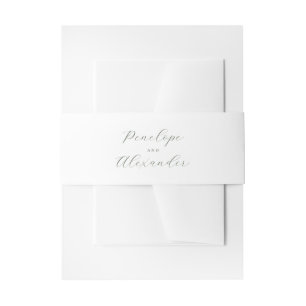 Elegant Grayish-Green Calligraphy Invitation Belly Band