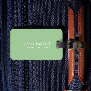 Elegant Grayish Sage Minimalist Luggage Tag
