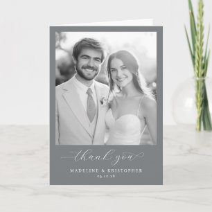 Elegant Grayscale Classic Photo Thank You Card