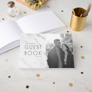 Elegant Grayscale Contemporary Photo Guest Book
