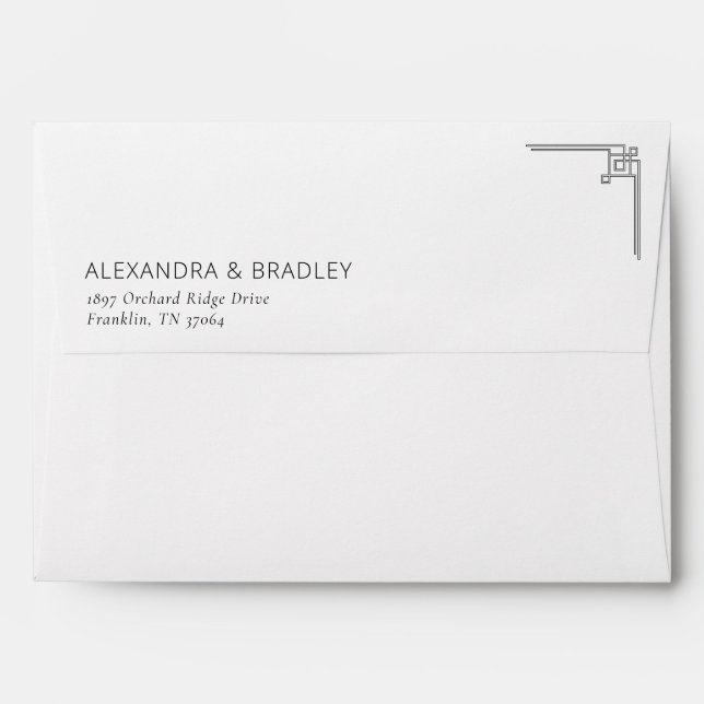 Elegant Grayscale Geometric Lines Envelope (Back (Top Flap))