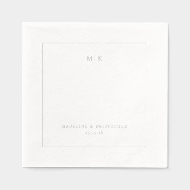 Elegant Grayscale Typographic Foil Napkins (Front)