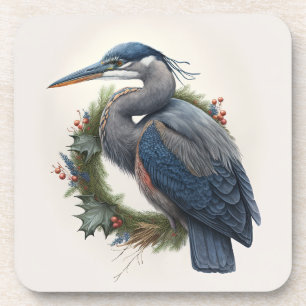 Elegant Great Blue Heron Holidays/Christmas Coaster
