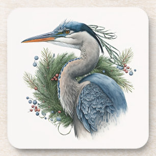 Elegant Great Blue Heron Holidays/Christmas Coaster
