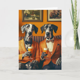 Elegant Great Dane Dogs Orange Suits Invitation