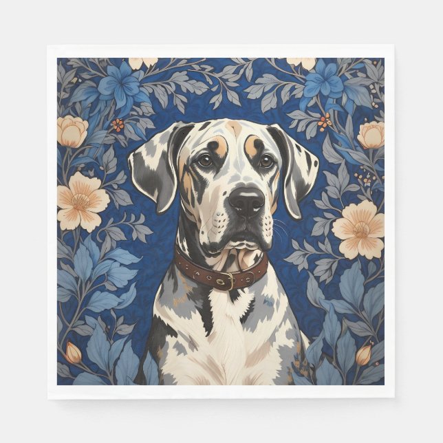 Elegant Great Dane William Morris Inspired  Napkin (Front)