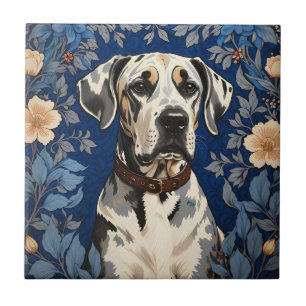 Elegant Great Dane William Morris Inspired Tile