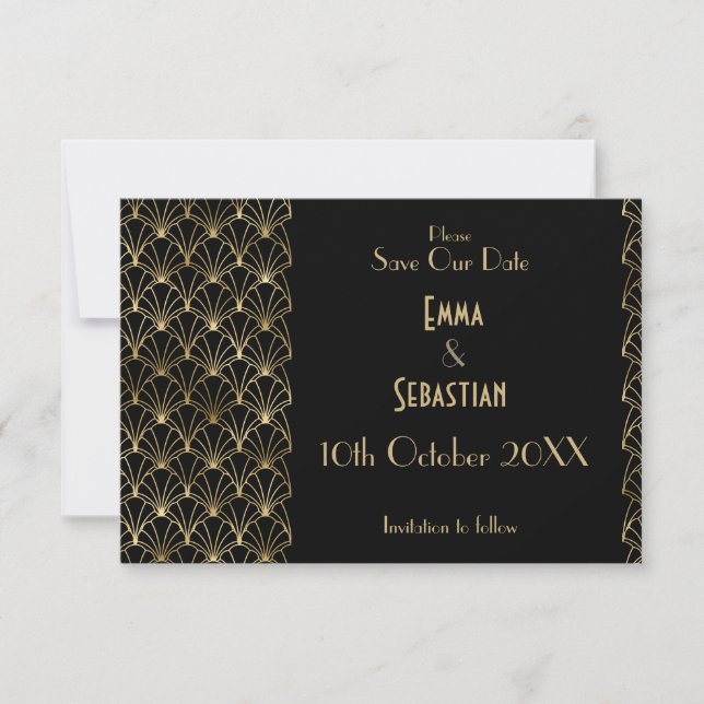 Elegant Great Gatsby Art Deco Save the Dates Date (Front)