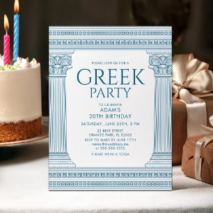 Elegant Greek birthday party with blue columns Postcard