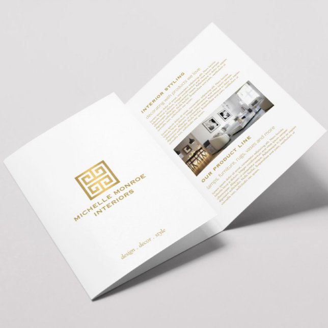 Elegant Greek Key Logo White Real Estate Brochure (Creator Uploaded)