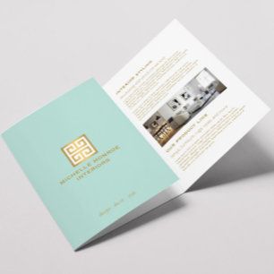 Elegant Greek Key Mint Interior Design Brochure