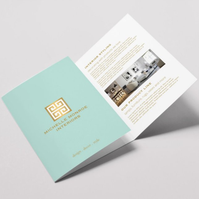 Elegant Greek Key Mint Interior Design Brochure (Creator Uploaded)