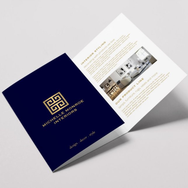 Elegant Greek Key Navy Blue Real Estate Brochure (Creator Uploaded)