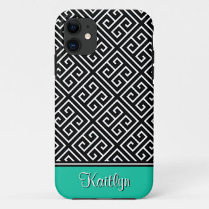 Elegant Greek Key Pattern and Name Case-Mate iPhone Case