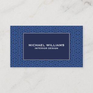 Elegant Greek Key Pattern in Blue/Dark Blue Business Card