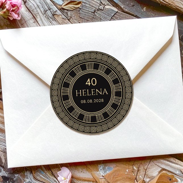Elegant Greek or Roman birthday with custom colour Classic Round Sticker (Creator Uploaded)