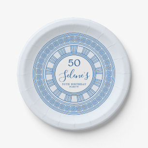Elegant Greek or Roman birthday with custom colour Paper Plate
