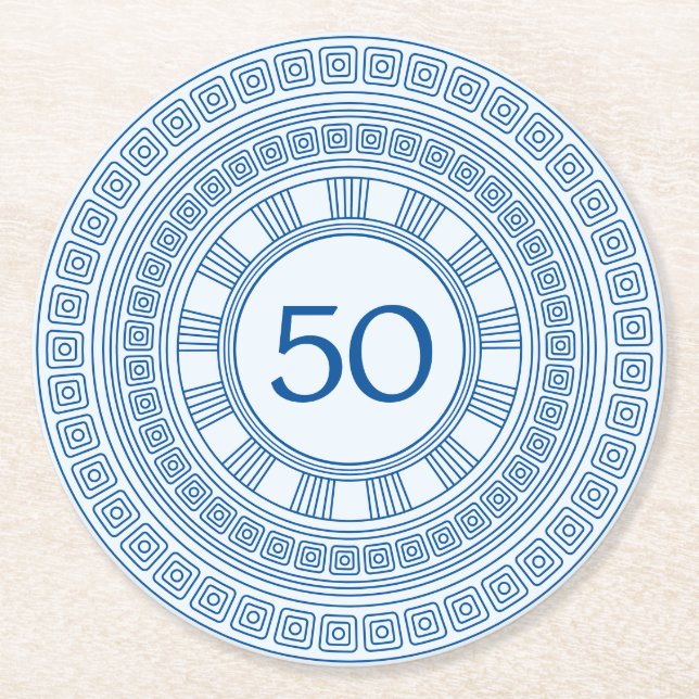 Elegant Greek or Roman birthday with custom colour Round Paper Coaster (Front)