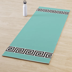 Elegant Greek Pattern on Teal Yoga Mat