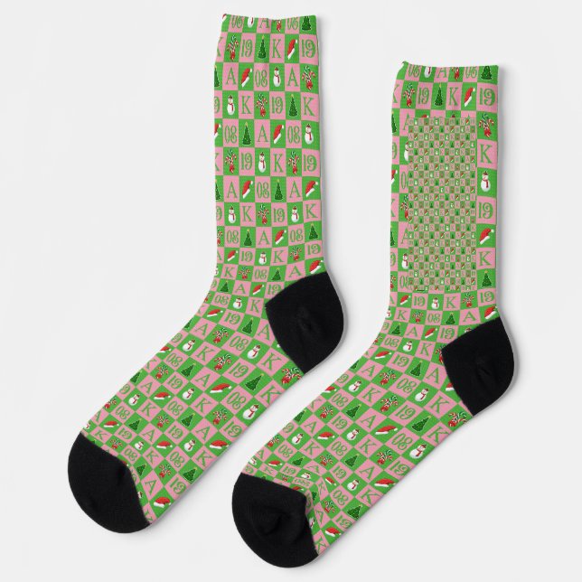 Elegant Greek Sisterhood 1908 Christmas Socks (Left)