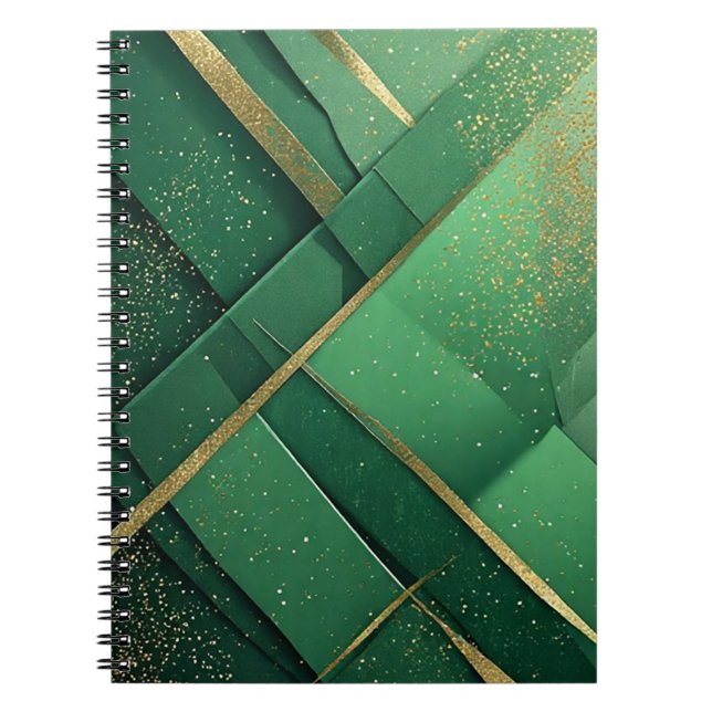 💚 Elegant Green Abstract Glitter Modern Design 💚 Notebook (Front)