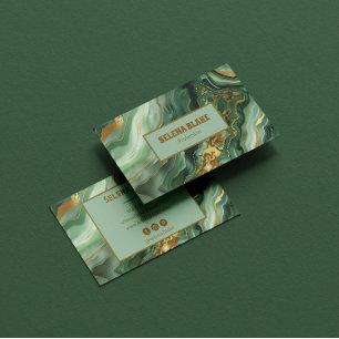 Elegant Green Agate with Gold Glitte - Modern  Business Card