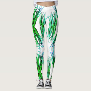 Elegant Green Aloe Vera Plants Modern Leggings