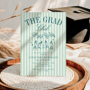 Elegant Green and Blue Grad Club Graduation Invitation