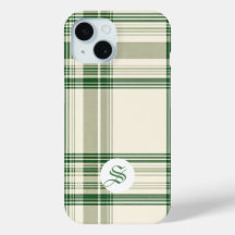 Elegant Green and Cream Plaid Phone Case