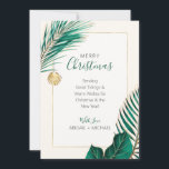 Elegant Green and Gold Beach Tropical Christmas Holiday Card<br><div class="desc">Nautical Boutique Co.'s elegant green and gold holiday card features watercolor green and gold tropical greenery and is accented with a pretty watercolor seashell. The text is whimsical hand-lettering paired with modern block typography. The green, gold, and creamy ivory are reminiscent of tropical holidays at the beach. Easily customise all...</div>