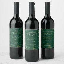 Elegant Green and Gold Botanical Peace Holiday