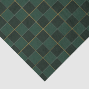 Elegant Green And Gold Check Tissue Paper